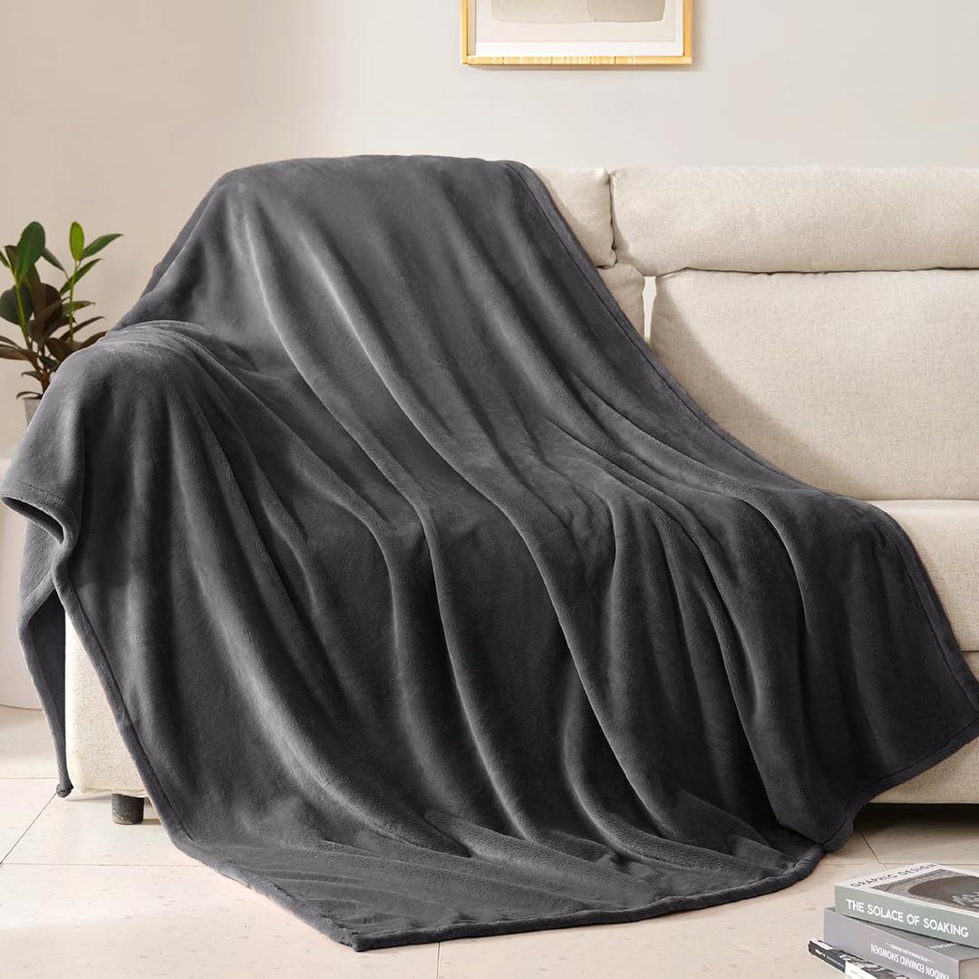 BEAUTEX Fleece Blanket Twin Size Grey Blanket Throw Super Soft Flannel Blanket Lightweight Fuzzy Plush Throw for Couch Sofa or Bed All Seasons (Graphite Grey, 60" x 80")