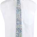 AUSCUFFLINKS Paisley Skinny Ties | Cotton Pocket Squares Bow Ties & Neckties | Wedding Ties (Blue)