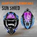 OUMURS Adult ATV Dirt Bike Helmet Dual Visor with Gloves & Mask Adjustable Sun Visor Motorcycle Adult Helmet Off-Road Motocross Downhill Moped MX for Unisex-Adult-Crazy Blue, XXL