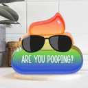 2 x Colorful Poop Acrylic Sign 3.9x3.4 Inches, Cute Are You Pooping Desk Sign Decor, Funny Sunglasses Desk Signs for Bathroom Home Office Dorm Table Shelf, Acrylic Gifts for Women Coworker Friend Family