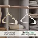 HevraCom White Plastic Hangers 50 Pack - Strong & Durable Non Slip Clothes Hangers for Closet, Space Saving Coat and Pant Hanger with Shoulder Grooves, Clipless Design