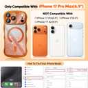 Misscase for iPhone 17 Pro Max Case,with Privacy Screen Protector,Compatible with MagSafe,Bling Glitter Cute Curly Wave Border Phone Cover for Women Men, Drop Protection Anti-Slip Orange