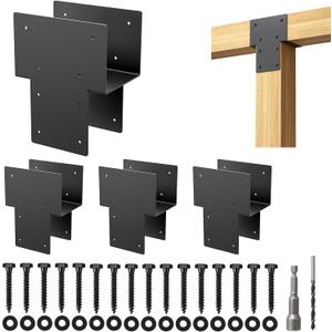 6"x 6" Post Cap Tie Rod Brackets,TROPTOLKY Heavy Duty Wood Beam Tie Rod Brackets, for Supporting Outdoor Pergolas, Gazebos, Decks and Porches,4 Pcs