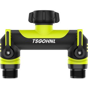 3/4-Inch Garden Hose Splitter, Outdoor Faucet Adapter, Patio Hydrant Manifold - Designed for Multiple Irrigation System Sprinkler Timers, 2-Way Hose Bib Valve-green