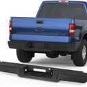 Rear Step Bumper W/Step Pad Compatible for 2006 2007 2008 Ford F150 F-150 Pickup FO1103141 W/Parking Sensor Holes Steel Back Bumpers Assembly -Black
