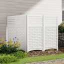 KINYING Air Conditioner Fence Privacy Screen,4 Panels Pool Equipment Trash Can Enclosure Screen for Outdoor,Resin Fence Panels Kit,45" (H) x 22" (W) Per Panel, White