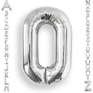 AULE 40 Inch Big Letter Balloon Silver O Large Foil Helium Alphabet Balloons A-Z for Birthday Anniversary Graduation New Year Party Decoration Supplies