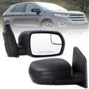 Right Passenger Side Mirror Compatible With 2015 2016 2017 2018 Ford Edge With Manual Folding Power Glass Matte Black Replace#FT4Z17682AA(3Pins)