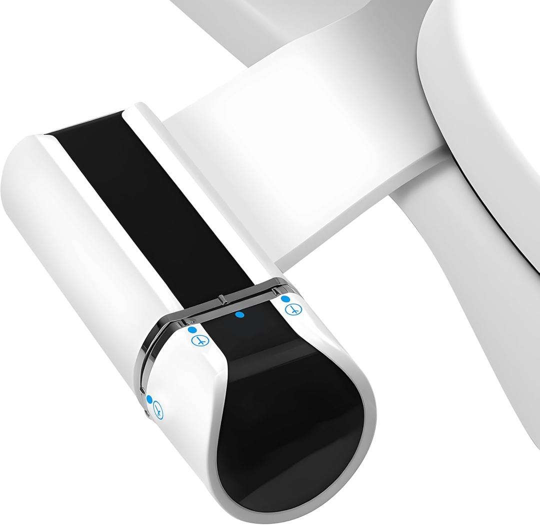 Bidet Attachment, Self-Cleaning Dual Retractable Nozzles Bidet, Ultra Slim Fresh Water Non-Electric Bidet Attachment for Toilet-Seat, Adjustable Cold Water Pressure for Hygienic Rear & Feminine