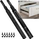 SHUHANG 1 Pair Soft Close Drawer Slides Rail 24 Inch Ball Bearing Full Extension 100 LB Capacity Heavy Duty Kitchen File Cabinet Dresser Trash Can Side Mount Glide Guide Track Black