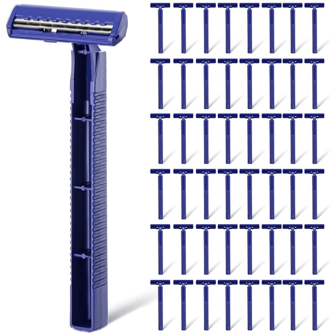 Chumia Twin Blade Razors for Men Stainless Steel Disposable Razors Men Bulk Plastic Shavers Multipurpose Portable Manual Disposable Shavers for Bathing Hotel Travel(195 Pieces)