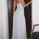 MakeMeChic Women's Polka Dots Halter Dress Tie Backless Summer Maxi Dresses (White, S)