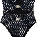 GORGLITTER Women's Polka Dots One Piece Swimsuit Metal Cut Out Strapless Bikini Sexy Monokini Bathing Suit (Black, S)