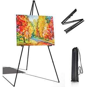 Portable Art Easel Stand 63 Inches - Black Picture Stands for Display w/Bag - Tabletop Art Easel Stand for Sign, Wedding Signs, Poster Stand, Painting Canvas Stand - Metal Tripod, Easels for Display