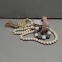 2 Pieces Decorative Wood Knot Link Chain Decor and Bead Garland Set Farmhouse Aesthetic Natural Wooden Knot Chain Link Wood Bead for Boho Country Home Table Decor(Retro Colors)