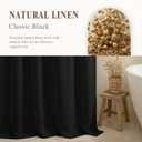 Linen Shower Curtain Black, Fabric Boho Farmhouse Shower Curtains for Bathroom Cotton Natural Cloth Liner Set 72" W x 90" L