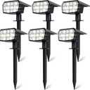 Sucolite 6-Pack Solar Spot Lights Outdoor Waterproof IP65, 3 Lighting Modes 2-in-1 Solar Landscape Spotlights for Yard, 59 LED Solar Powered Wall Lights for Garden Pathway Driveway Walkway, Cool White