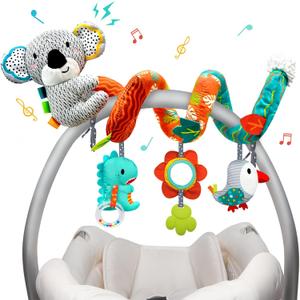 XIXILAND Car Seat Toys Baby Toys 0-3 Months Developmental, Stroller Toys Infant Toys 0-6 Months Newborn Toys, Carseat Toys for Infants 0-12 Months with Dinosaur, Lion Mirror, Teether (Multicolored)