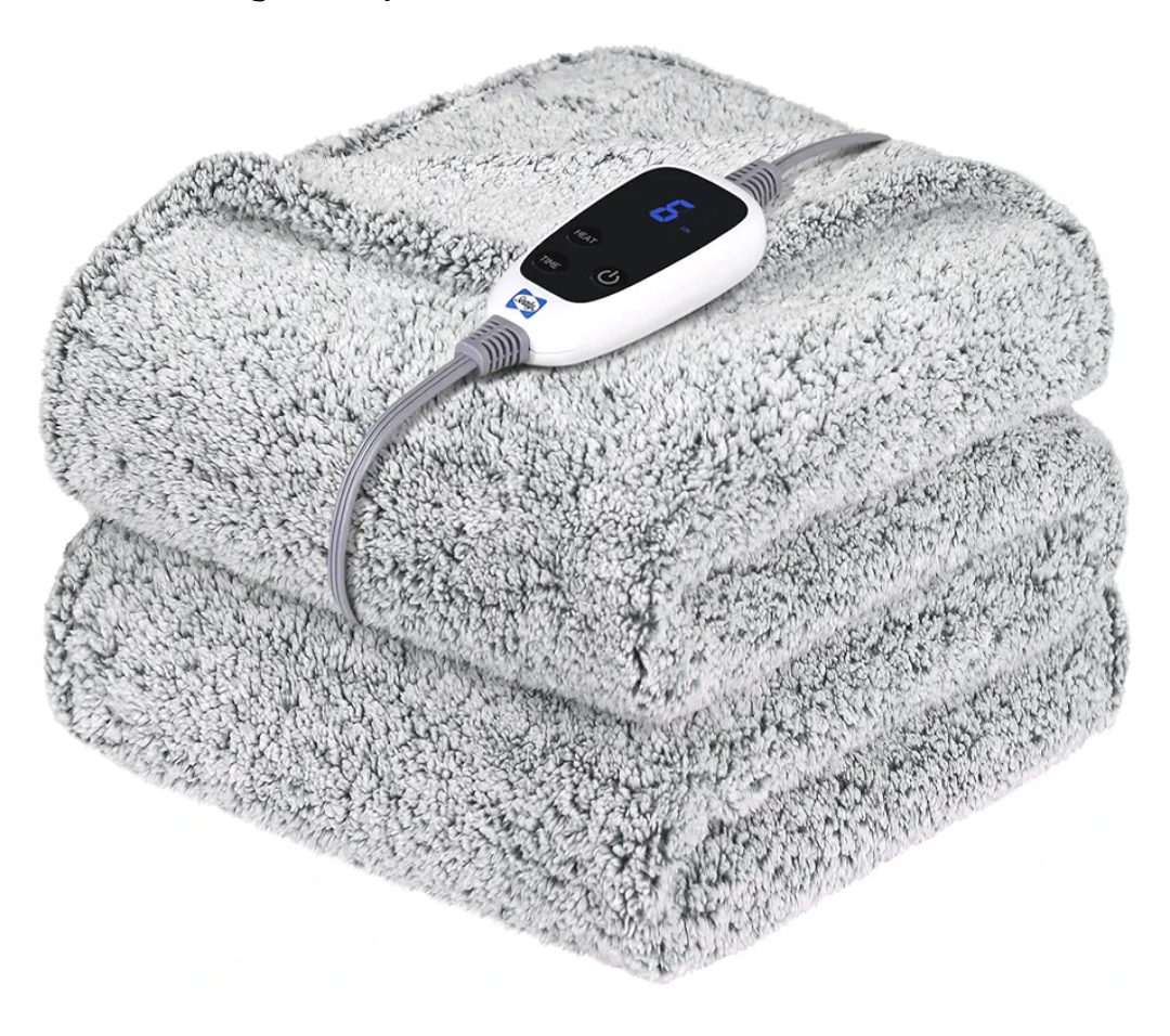 SEALY Electric Blanket Heated Throw 50"x60" Soft Double Sherpa Super Cozy with 6 Fast Heating Levels & 2-10 Hours Auto-Off, Over-Heat Protection, Machine Washable, Charcoal