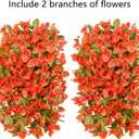 HyeFlora Bougainvillea Artificial Hanging Flowers Plants for Outdoors Decoration, 2pcs Faux Bougainvillea Vines Orange Fake Flowers Realistic UV Resistant Silk Flowers for Outside Planter Yard Porch