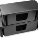 Cord Organizer Box, Cable Hider for Power Strips, Surge Protector, Extension Cord and Wire Management, Cable Management Box (2PCS/Large and Medium Size/Black)