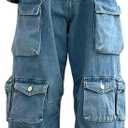 BXCNCKD Women's Baggy Cargo Pants Y2K Clothing Multi-Pocket Relaxed Fit Jeans Grunge Clothes Alt Hip hop, M