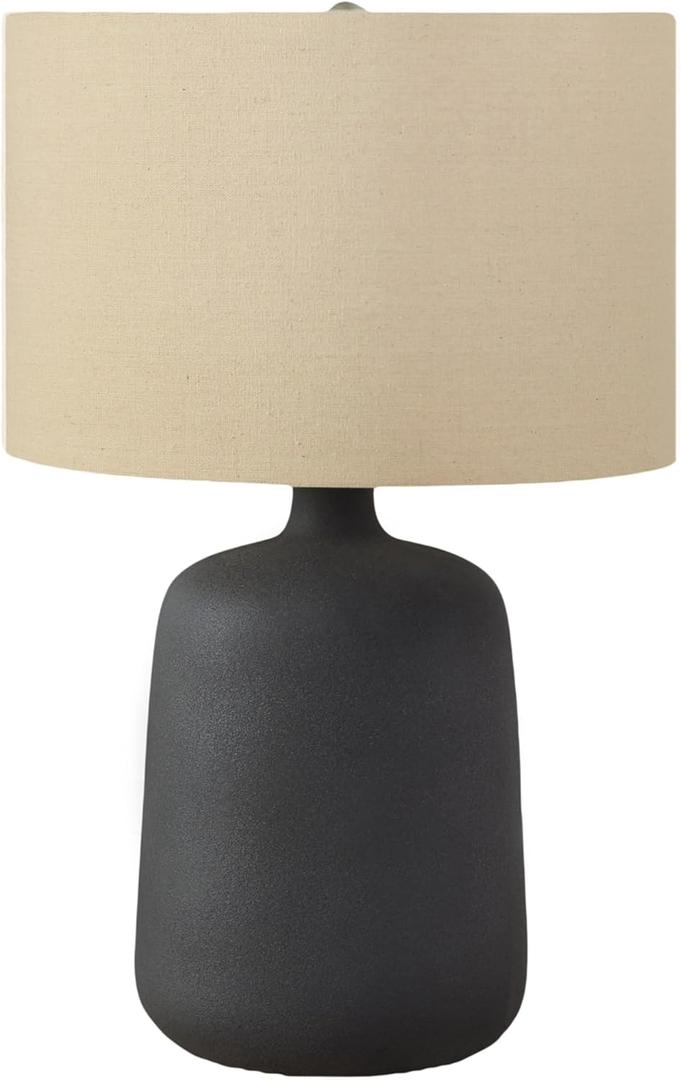 Monarch Specialties I 9635 LightingTable Lamp, Black Ceramic, Beige Shade, Contemporary