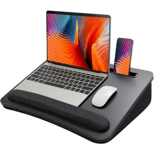 HUANUO Lap Laptop Desk - Portable Lap Desk with Cushion, Fits up to 17 inch Laptop, with Anti-Slip Strip & Storage Function for Home Office Students Use as Computer Laptop Stand - Black, HNLD28B (Large)