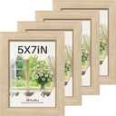 5x7 Picture Frame 4 Pack, Natural Oak Wood Gallery Photo Frame, Wall Hanging or Tabletop Display