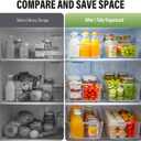 Pull Out Fridge Organizer Bins with Wheels, 8 Dividers, 2-Pack | Clear PET storage bins with handles, rear wheels and adjustable dividers for refrigerator, pantry and cabinet shelves, 15 x 8.6 x 5.63 inches