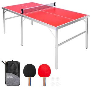 6 ft x 3 ft Mid-size Table Tennis Game Set - Indoor / Outdoor Portable Table Tennis Game with Net