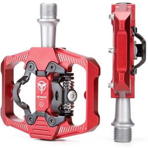 Mountain Bike Pedals - Dual Function Flat and Clipless Pedal - 3 Sealed Bearing Platform Pedals Compatible with SPD, Bicycle Pedals for BMX Spin Exercise Peloton Trekking Bike