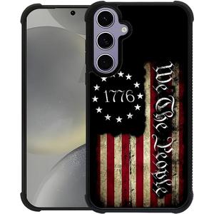 Phone Case Compatible with Samsung Galaxy S24- Wireless Charging Compatible,HH American Classic Flag TPU Bumper and Hard PC Pattern Back Case