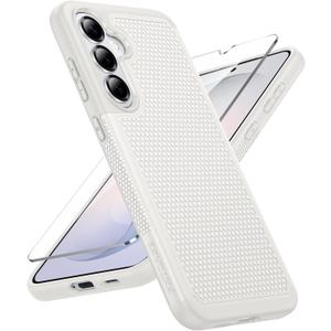 FNTCASE for Samsung Galaxy S26 Case: Military Grade Drop Protection, 14ft Drop Protective, Screen Protector Included, Anti-Slip Tempered TPU+PC Dual Layer Shockproof Phone Case Cover (White)