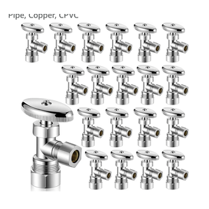 20 Pack Angle Stop Valves, 1/2" Nominal (5/8" OD) Push x 3/8" OD Compression, 1/4 Turn Water Shut Off Valves Brass Push-to-Connect Plumbing for PEX Pipe, Copper, CPVC