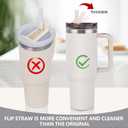 1PC Replacement Leak Proof Tumbler FLIP Lid With Straw - Fit For Stanley ProTour Quencher and Quencher H2.0 20oz,30oz Tumbler (Cream-A AND Blue, 20oz and 30oz)