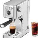 CHULUX Elite Espresso Machine 20 Bar, Compact Stainless Steel Hot and Ice Espresso Coffee Maker with Steam Wand for Americano, Latte, Cappuccino & Home Barista Brewing, Sliver