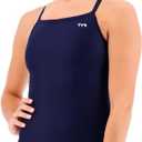 TYR Sport Girls' Solid Durafast Diamondback Swim Suit (Navy, 24)