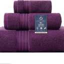 COZYART Luxury Purple Bath Towels Set, Turkish Cotton Hotel Large Towels for Bathroom, Thick Bathroom Set of 3 with 1 Bath Towel, 1 Hand Towel, 1 Washcloth, 650 GSM