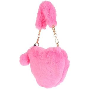 1pc Heart Shaped Bag Furry Handbag Plush Heart-shaped Hand Women Furry