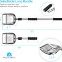 Depets Cat Litter Scoop, Metal Litter Scooper with Deep Shovel, Detachable Long Handle Cat Litter Sifter with Holder, Large Durable Cat Litter Shovel with Foam Pad Grip for Easy Sifting