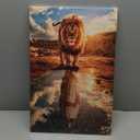 Framed Lion and Jesus Canvas Wall art Christian Jesus Lion King Poster Print Religious PaintingArtwork Church Wall Decor Pictures for Living Room Bedroom Decoration (24"L x 16"W)