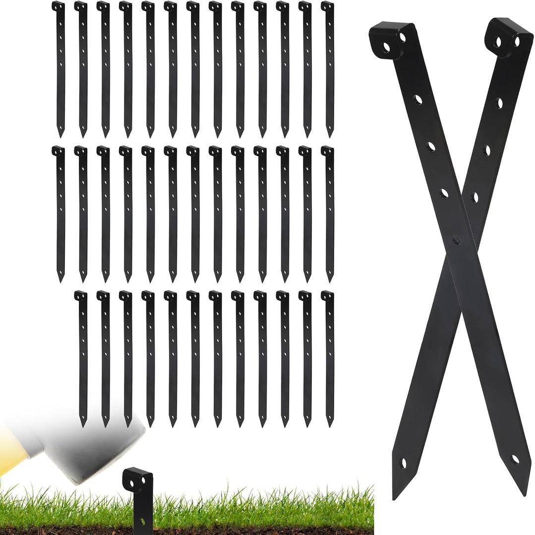 Metal Landscape Edging Stakes, 10 Inch Garden Stakes Carbon Steel Landscape Anchoring Stake for Grass Barriers, Landscape Edging Coil, Terrace Board, Garden Liner, 40 Pcs