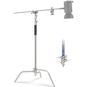 NEEWER Basics 100% Stainless Steel Heavy Duty C Stand with Boom Arm, Max 10.5ft/320cm Photography Light Stand, 4.2ft/128cm Holding, 2 Grip Heads for Studio Monolight Softbox Reflector, SC320 Lite