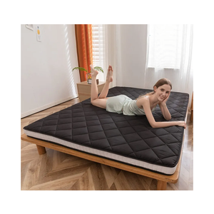 MAXYOYO Japanese Floor Futon Mattress King Size, Floor Bed for Adults, Roll Up Folding Mattress, Diamond Patterned Japanese Futon Bed, Black