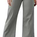 Flamingals Wide Leg Cropped Pants for Women Trendy Mid Rise Button Fly Barrel Jeans Stretchy Casual Ankle Pants (Gray, S)