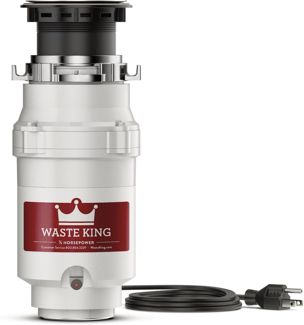 Waste King Garbage Disposal for Kitchen Sink with Power Cord, L-1001 (1/2 HP - Continuous Feed)