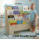 Kids Bookshelf 4-Tier, Natural Wood Children's Bookshelf, Scalloped Toddler Book Shelf, Baby Nursery Book Shelf, Display Front Facing Montessori Bookcase for Kids Room Playroom Nursery