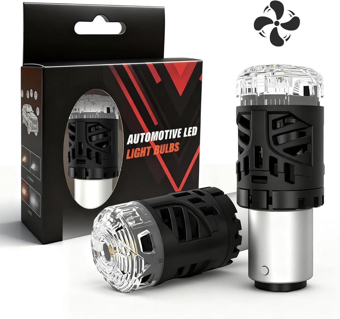BraveWAY 1157 LED Tail Brake Light Bulbs, Red, 30 Watts, 4400 Lumen, Fan Cooling, Error Free