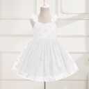 IDOPIP Toddler Baby Girls Butterfly Tutu Dress Summer Sleeveless Princess Butterfly Birthday Party Dresses Pageant Tulle Gown (White)